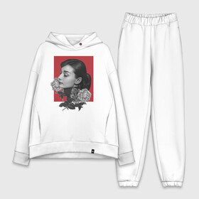 Женский костюм хлопок Oversize с принтом Одри в Новосибирске,  |  | audrey | hepburn | актриса | винтаж | одри | ретро | хепберн | цветы