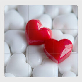 Магнитный плакат 3Х3 с принтом два сердца пара в Новосибирске, Полимерный материал с магнитным слоем | 9 деталей размером 9*9 см | вдвоем | взаимность | вместе | два сердца | любовь | мы | нашлись | пара | сердечки | сердца