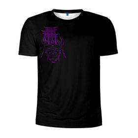 Мужская футболка 3D спортивная с принтом Фиолетовая Япония в Новосибирске, 100% полиэстер с улучшенными характеристиками | приталенный силуэт, круглая горловина, широкие плечи, сужается к линии бедра | ворота | графика | демоны | они | самурай | скетч | тории | фиолетовый | хання | ханья | япония