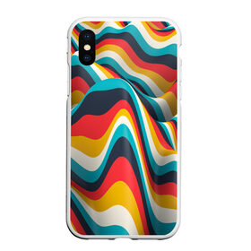 Чехол для iPhone XS Max матовый с принтом Цветные волны в Новосибирске, Силикон | Область печати: задняя сторона чехла, без боковых панелей | Тематика изображения на принте: abstract | color | waves | абстракция | волны