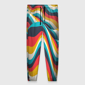 Женские брюки 3D с принтом Цветные волны в Новосибирске, полиэстер 100% | прямой крой, два кармана без застежек по бокам, с мягкой трикотажной резинкой на поясе и по низу штанин. В поясе для дополнительного комфорта — широкие завязки | abstract | color | waves | абстракция | волны