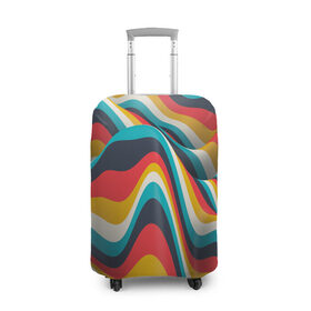 Чехол для чемодана 3D с принтом Цветные волны в Новосибирске, 86% полиэфир, 14% спандекс | двустороннее нанесение принта, прорези для ручек и колес | abstract | color | waves | абстракция | волны