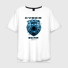 Мужская футболка хлопок Oversize с принтом CYBER BEAR 2077 в Новосибирске, 100% хлопок | свободный крой, круглый ворот, “спинка” длиннее передней части | cyberpunk 2077 | hacker | maelstrom | militech | quadra | samurai | technology | trauma team | v | будущее | игра | иероглифы | киану ривз | кибер | киберпанк | киборг | киборги | корпорация | лого | медведь | милитек | мишка | панк | роботы | са