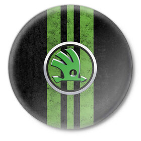 Значок с принтом Skoda Green Logo (Z) в Новосибирске,  металл | круглая форма, металлическая застежка в виде булавки | octavia | rapid | rs | skoda | superb | vag | volkswagen | vrs | vw | yeti | авто | автомобиль | ам | ваг | вагавод | ети | карбон | машина | октавия | рапид | суперб | шкода | шкодавод
