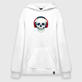 Худи SuperOversize хлопок с принтом Skull Music в Новосибирске, 70% хлопок, 30% полиэстер, мягкий начес внутри | карман-кенгуру, эластичная резинка на манжетах и по нижней кромке, двухслойный капюшон
 | art | body | bones | dead | drawing | face | graffiti | head | roses | skeleton | skul | skull | ад | арт | голова | граффити | зло | кости | лицо | металл | нарисованный | розы | рок | скелет | скул | скулл | три черепа | тьма