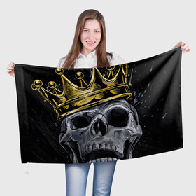 Флаг 3D с принтом Король скелетов в Новосибирске, 100% полиэстер | плотность ткани — 95 г/м2, размер — 67 х 109 см. Принт наносится с одной стороны | 