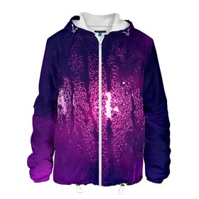 Мужская куртка 3D с принтом стекло дождь фиолетовый в Новосибирске, ткань верха — 100% полиэстер, подклад — флис | прямой крой, подол и капюшон оформлены резинкой с фиксаторами, два кармана без застежек по бокам, один большой потайной карман на груди. Карман на груди застегивается на липучку | влажный | дождь | запотевшее | капли | лиловый | магия | мистика | мокрый | ночь | потеки | роса | свет | стекло | текстура | фиолетовый | чернильный