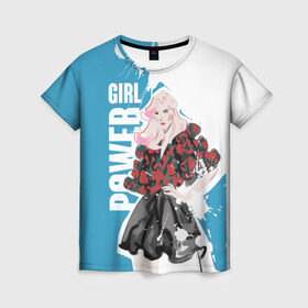Женская футболка 3D с принтом Girl Power в Новосибирске, 100% полиэфир ( синтетическое хлопкоподобное полотно) | прямой крой, круглый вырез горловины, длина до линии бедер | 8 марта | girl power | бабушка | весна | гортензия | девочка | девушке | женская сила | женский | мама | подарок | тренд | феминизм | цветы