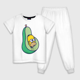 Детская пижама хлопок с принтом Гомер авокадо в Новосибирске, 100% хлопок |  брюки и футболка прямого кроя, без карманов, на брюках мягкая резинка на поясе и по низу штанин
 | авокадо | гомер | гомер авокадо | гомер симпсон | еда | пища | популярные иллюстрации | симсоны