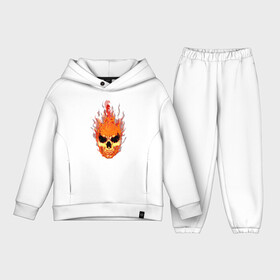 Детский костюм хлопок Oversize с принтом fire flame skull в Новосибирске,  |  | art | body | bones | dead | drawing | face | fire | graffiti | head | roses | silent | skeleton | skul | skull | ад | арт | голова | граффити | зло | индеец | кости | огонь | перья | розы | рок | скелет | скул | скулл | три чер