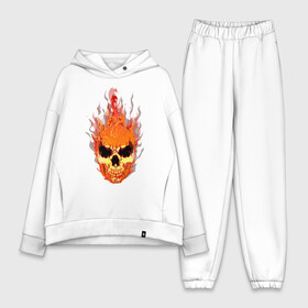 Женский костюм хлопок Oversize с принтом fire flame skull в Новосибирске,  |  | art | body | bones | dead | drawing | face | fire | graffiti | head | roses | silent | skeleton | skul | skull | ад | арт | голова | граффити | зло | индеец | кости | огонь | перья | розы | рок | скелет | скул | скулл | три чер