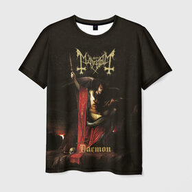Мужская футболка 3D с принтом Mayhem в Новосибирске, 100% полиэфир | прямой крой, круглый вырез горловины, длина до линии бедер | Тематика изображения на принте: black | cover | daemon | demon | devil | heavy | mayhem | metal | music | rock | демон | дьявол | мейхем | метал | музыка | обложка | рок | тяжелый | черный | черт