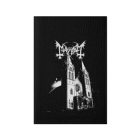 Обложка для паспорта матовая кожа с принтом Mayhem в Новосибирске, натуральная матовая кожа | размер 19,3 х 13,7 см; прозрачные пластиковые крепления | Тематика изображения на принте: black | mayhem | metal | music | rock | skull | блэк | гитара | группа | метал | музыка | рок | череп | электрогитара