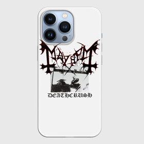Чехол для iPhone 13 Pro с принтом Mayhem в Новосибирске,  |  | black | mayhem | metal | music | rock | skull | блэк | гитара | группа | метал | музыка | рок | череп | электрогитара