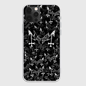Чехол для iPhone 12 Pro Max с принтом Mayhem в Новосибирске, Силикон |  | Тематика изображения на принте: black | death | metal | rock | блэк | майхем | мейхем | метал | паттерн