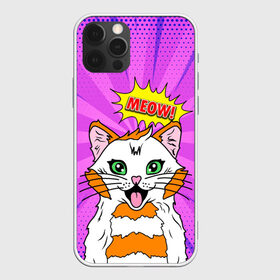Чехол для iPhone 12 Pro Max с принтом Meow Pop Art Cat в Новосибирске, Силикон |  | comics | kitty | meow | pop art | pop cat | retro | арт | белый кот | взгляд | глаза | голова кота | животные | киска | комикс | кот | кошак | кошечка | мем | мультяшный | мур мур | мяу | поп арт | прикол | пушистик | ретро