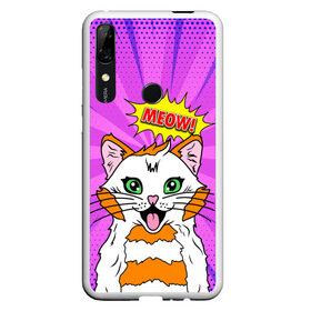 Чехол для Honor P Smart Z с принтом Meow Pop Art Cat в Новосибирске, Силикон | Область печати: задняя сторона чехла, без боковых панелей | comics | kitty | meow | pop art | pop cat | retro | арт | белый кот | взгляд | глаза | голова кота | животные | киска | комикс | кот | кошак | кошечка | мем | мультяшный | мур мур | мяу | поп арт | прикол | пушистик | ретро