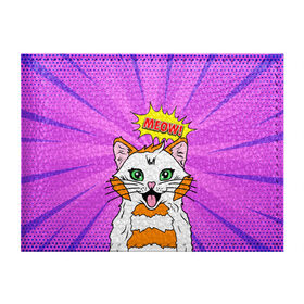Обложка для студенческого билета с принтом Meow Pop Art Cat в Новосибирске, натуральная кожа | Размер: 11*8 см; Печать на всей внешней стороне | Тематика изображения на принте: comics | kitty | meow | pop art | pop cat | retro | арт | белый кот | взгляд | глаза | голова кота | животные | киска | комикс | кот | кошак | кошечка | мем | мультяшный | мур мур | мяу | поп арт | прикол | пушистик | ретро