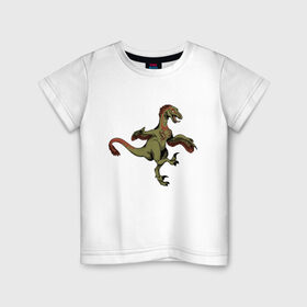 Детская футболка хлопок с принтом Динозавр в Новосибирске, 100% хлопок | круглый вырез горловины, полуприлегающий силуэт, длина до линии бедер | дино | динозавр | динозавры | животные | звери | охотники динозавры | раптор | рапторы | тиранозавр | хищники животные
