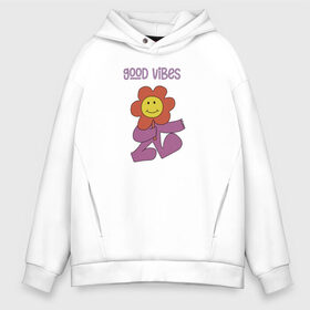 Мужское худи Oversize хлопок с принтом Good Vibes в Новосибирске, френч-терри — 70% хлопок, 30% полиэстер. Мягкий теплый начес внутри —100% хлопок | боковые карманы, эластичные манжеты и нижняя кромка, капюшон на магнитной кнопке | Тематика изображения на принте: 8 марта | good vibes | весна | лето | любовь | настроение | радость | растение | смешные картинки | цветок