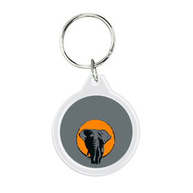Брелок круглый с принтом Африканский Слон в Новосибирске, пластик и полированная сталь | круглая форма, металлическое крепление в виде кольца | Тематика изображения на принте: африка | графика | дикий мир | животное | персонаж | природа | рисунок | слон