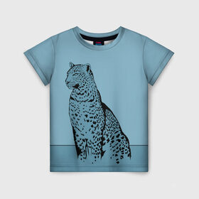 Детская футболка 3D с принтом Леопард в Новосибирске, 100% гипоаллергенный полиэфир | прямой крой, круглый вырез горловины, длина до линии бедер, чуть спущенное плечо, ткань немного тянется | африка | большая кошка | графика | дикий мир | животное | кошка | персонаж | природа | рисунок | хищник