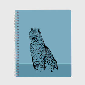 Тетрадь с принтом Леопард в Новосибирске, 100% бумага | 48 листов, плотность листов — 60 г/м2, плотность картонной обложки — 250 г/м2. Листы скреплены сбоку удобной пружинной спиралью. Уголки страниц и обложки скругленные. Цвет линий — светло-серый
 | африка | большая кошка | графика | дикий мир | животное | кошка | персонаж | природа | рисунок | хищник