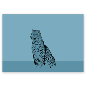Поздравительная открытка с принтом Леопард в Новосибирске, 100% бумага | плотность бумаги 280 г/м2, матовая, на обратной стороне линовка и место для марки
 | Тематика изображения на принте: африка | большая кошка | графика | дикий мир | животное | кошка | персонаж | природа | рисунок | хищник