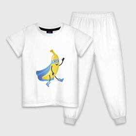 Детская пижама хлопок с принтом Baana man в Новосибирске, 100% хлопок |  брюки и футболка прямого кроя, без карманов, на брюках мягкая резинка на поясе и по низу штанин
 | Тематика изображения на принте: banana | man | superhero | банан | супергерой | человек банан