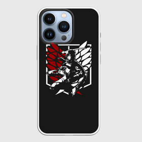 Чехол для iPhone 13 Pro с принтом Mikasa лого на черном в Новосибирске,  |  | aot | attack | corps | on | titan | training | аккерман | армин | атака | бронированный | женская | звероподобный | йегер | капрал | координата | корпус | крылья | леви | микаса | молотоборец | особь | перевозчик