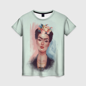 Женская футболка 3D с принтом Frida в Новосибирске, 100% полиэфир ( синтетическое хлопкоподобное полотно) | прямой крой, круглый вырез горловины, длина до линии бедер | Тематика изображения на принте: 8 march | 8 марта | cool girl | feminism | flower | frida | girl | kahlo | woman | в подарок | весна | девочкам | девочке | женские | женщинам | женщине | март | праздник | фем | феменизм | фрида кало | цветочки | цветы