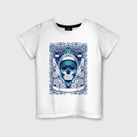 Детская футболка хлопок с принтом Skull Art в Новосибирске, 100% хлопок | круглый вырез горловины, полуприлегающий силуэт, длина до линии бедер | art | body | bones | dead | drawing | face | graffiti | head | roses | skeleton | skul | skull | ад | арт | голова | граффити | зло | кости | лицо | металл | нарисованный | розы | рок | скелет | скул | скулл | три черепа | тьма