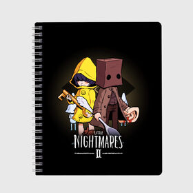 Тетрадь с принтом LITTLE NIGHTMARES 2 в Новосибирске, 100% бумага | 48 листов, плотность листов — 60 г/м2, плотность картонной обложки — 250 г/м2. Листы скреплены сбоку удобной пружинной спиралью. Уголки страниц и обложки скругленные. Цвет линий — светло-серый
 | Тематика изображения на принте: little nightmares | little nightmares 2 | six | игры | комиксы | шестая