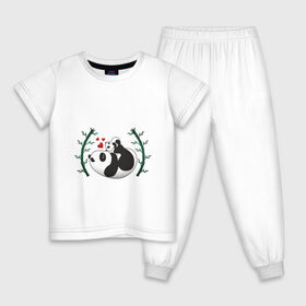 Детская пижама хлопок с принтом Мама панда с малышом в Новосибирске, 100% хлопок |  брюки и футболка прямого кроя, без карманов, на брюках мягкая резинка на поясе и по низу штанин
 | baby | mom | panda | бамбук | малыш | мама | панда | ребенок