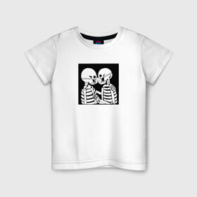 Детская футболка хлопок с принтом Covid-19 в Новосибирске, 100% хлопок | круглый вырез горловины, полуприлегающий силуэт, длина до линии бедер | covid | covid 19 | вирус | корона | корона вирус | любовь | люди | маска | маски | поцелуй | скелет | скелеты | череп | черно белое