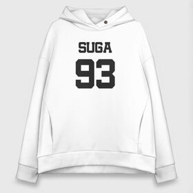 Женское худи Oversize хлопок с принтом BTS - Suga 93 в Новосибирске, френч-терри — 70% хлопок, 30% полиэстер. Мягкий теплый начес внутри —100% хлопок | боковые карманы, эластичные манжеты и нижняя кромка, капюшон на магнитной кнопке | Тематика изображения на принте: agust | agust d | boysband | bts | k pop | korea | korean | music | suga | suga 93 | бтс | к поп | кей поп | корейская | корейский | корея | кпоп | музыка | суга | шуга | шуга 93