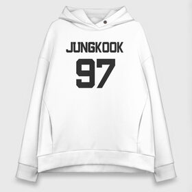 Женское худи Oversize хлопок с принтом BTS - Jungkook 97 в Новосибирске, френч-терри — 70% хлопок, 30% полиэстер. Мягкий теплый начес внутри —100% хлопок | боковые карманы, эластичные манжеты и нижняя кромка, капюшон на магнитной кнопке | Тематика изображения на принте: boysband | bts | jungkook | jungkook 97 | k pop | korea | korean | music | бтс | джонгук | к поп | кей поп | корейская | корейский | корея | кпоп | музыка | чонгук