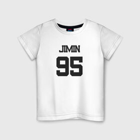 Детская футболка хлопок с принтом BTS - Jimin 95 в Новосибирске, 100% хлопок | круглый вырез горловины, полуприлегающий силуэт, длина до линии бедер | boysband | bts | jimin | jimin 95 | k pop | korea | korean | music | бтс | джимин | к поп | кей поп | корейская | корейский | корея | кпоп | музыка | чимин | чимин 95