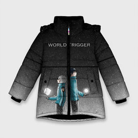 Зимняя куртка для девочек 3D с принтом Импульс Мира в Новосибирске, ткань верха — 100% полиэстер; подклад — 100% полиэстер, утеплитель — 100% полиэстер. | длина ниже бедра, удлиненная спинка, воротник стойка и отстегивающийся капюшон. Есть боковые карманы с листочкой на кнопках, утяжки по низу изделия и внутренний карман на молнии. 

Предусмотрены светоотражающий принт на спинке, радужный светоотражающий элемент на пуллере молнии и на резинке для утяжки. | anime | manga | osamu mikumo | world trigger | yuma kuga | аниме | импульс мира | манга | осаму | юма