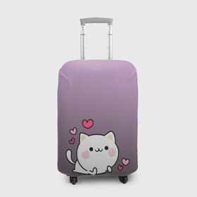 Чехол для чемодана 3D с принтом влюбленный котенок в Новосибирске, 86% полиэфир, 14% спандекс | двустороннее нанесение принта, прорези для ручек и колес | влюбленный | градиент | котенок | котик | любовь | мем | минимализм | подарок любимому | простой | рисунок | сердечки | смотри как на героя | чувства | эмодзи