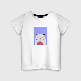 Детская футболка хлопок с принтом Белый мишка в Новосибирске, 100% хлопок | круглый вырез горловины, полуприлегающий силуэт, длина до линии бедер | белый мишка | животные | медведь | медвежонок