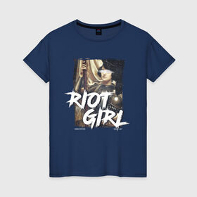 Женская футболка хлопок с принтом Riot girl в Новосибирске, 100% хлопок | прямой крой, круглый вырез горловины, длина до линии бедер, слегка спущенное плечо | 8 march | 8 марта | fem | feminism | flower | rebel girl | riot | woman | в подарок | девочкам | девочке | женские | женщинам | женщине | март | праздник | самая лучшая | фем | феминизм | цветочки | цветы