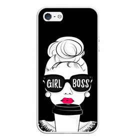 Чехол для iPhone 5/5S матовый с принтом Girl Boss в Новосибирске, Силикон | Область печати: задняя сторона чехла, без боковых панелей | 8 марта | лучшая в мире | мама | подарок | подарок женщине | подарок любимым | подарок на 8 марта | самая лучшая  в мире | семья