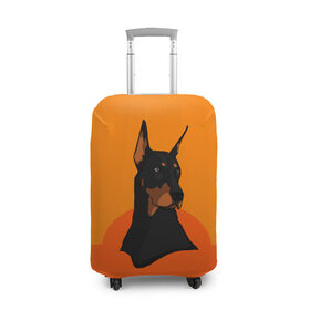 Чехол для чемодана 3D с принтом Доберман в Новосибирске, 86% полиэфир, 14% спандекс | двустороннее нанесение принта, прорези для ручек и колес | верный друг | графика | животное | защитник | красивый пес | природа | рисунок | собака | сторож