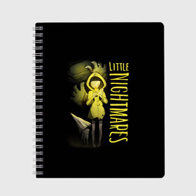 Тетрадь с принтом Little Nightmares в Новосибирске, 100% бумага | 48 листов, плотность листов — 60 г/м2, плотность картонной обложки — 250 г/м2. Листы скреплены сбоку удобной пружинной спиралью. Уголки страниц и обложки скругленные. Цвет линий — светло-серый
 | Тематика изображения на принте: little nightmares | little nightmares 2 | игра | литл нигмарес | литл нигмарес 2 | литл нигхтмарес | литл нигхтмарес 2 | ужас | хоррор