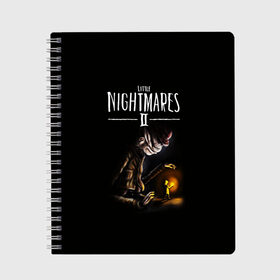 Тетрадь с принтом Little Nightmares 2 СТОРОЖ в Новосибирске, 100% бумага | 48 листов, плотность листов — 60 г/м2, плотность картонной обложки — 250 г/м2. Листы скреплены сбоку удобной пружинной спиралью. Уголки страниц и обложки скругленные. Цвет линий — светло-серый
 | Тематика изображения на принте: little nightmares | little nightmares 2 | игра | литл нигмарес | литл нигмарес 2 | литл нигхтмарес | литл нигхтмарес 2 | сторож | ужас | хоррор