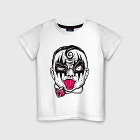 Детская футболка хлопок с принтом Rock Baby в Новосибирске, 100% хлопок | круглый вырез горловины, полуприлегающий силуэт, длина до линии бедер | kiss | music | rock | глэм | голова | грим | лицо | музыка | ребенок | рок | хипстер