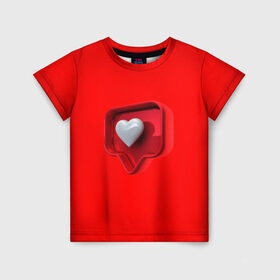 Детская футболка 3D с принтом Электронное сердце в Новосибирске, 100% гипоаллергенный полиэфир | прямой крой, круглый вырез горловины, длина до линии бедер, чуть спущенное плечо, ткань немного тянется | квадрат. | лайк | любовь | сердце | уведомление