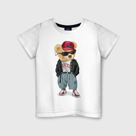Детская футболка хлопок с принтом Мопс уличный стиль в Новосибирске, 100% хлопок | круглый вырез горловины, полуприлегающий силуэт, длина до линии бедер | кеды | кепка | мопс | пёс | собака | стиль | уличный | хипстер | хулиган