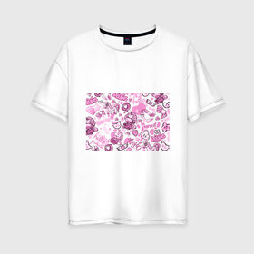 Женская футболка хлопок Oversize с принтом Розовая мечта в Новосибирске, 100% хлопок | свободный крой, круглый ворот, спущенный рукав, длина до линии бедер
 | анимэ | девочки звездочки | единороги | любовь | мечта | пони | сердце